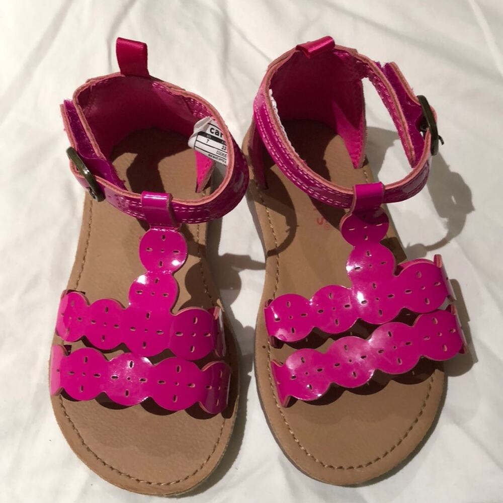 Carters 7 Hot pink sandal w/ ankle Velcro worn 1